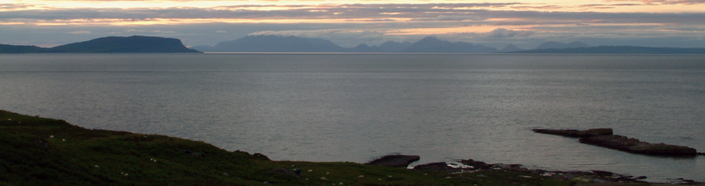 Eigg & Skye Sunset from Air an Oir Ardnamurchan Scotland