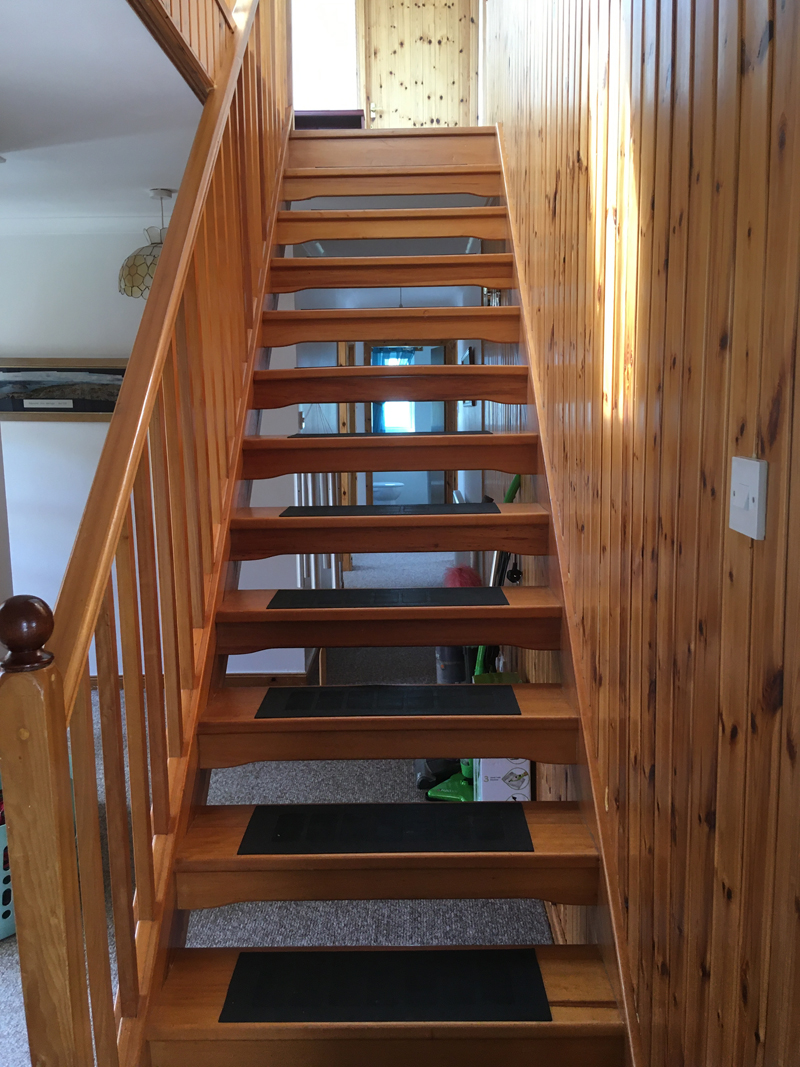 Stairs from upstairs Bedroom at Air an Oir holiday house in Ardnamurchan Scotland